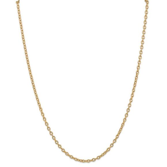 3.2mm, 14k Yellow Gold Solid Link Cable Chain Necklace, 24 Inch - Picture 3 of 8